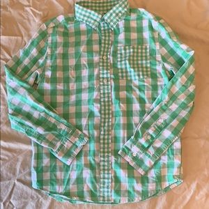 Boys Green & White Plaid Button Up-Sz L/G (10-12)